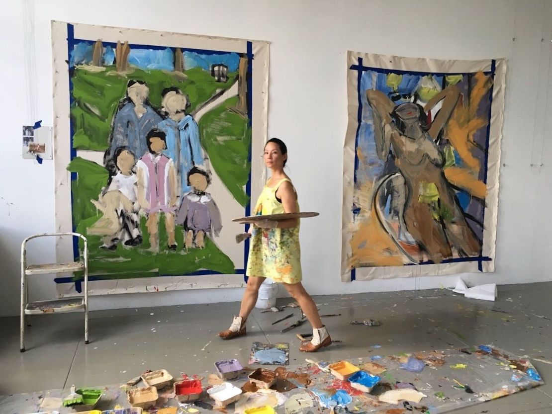 Installation view of Lucy Liu's latest fine art exhibition in New York